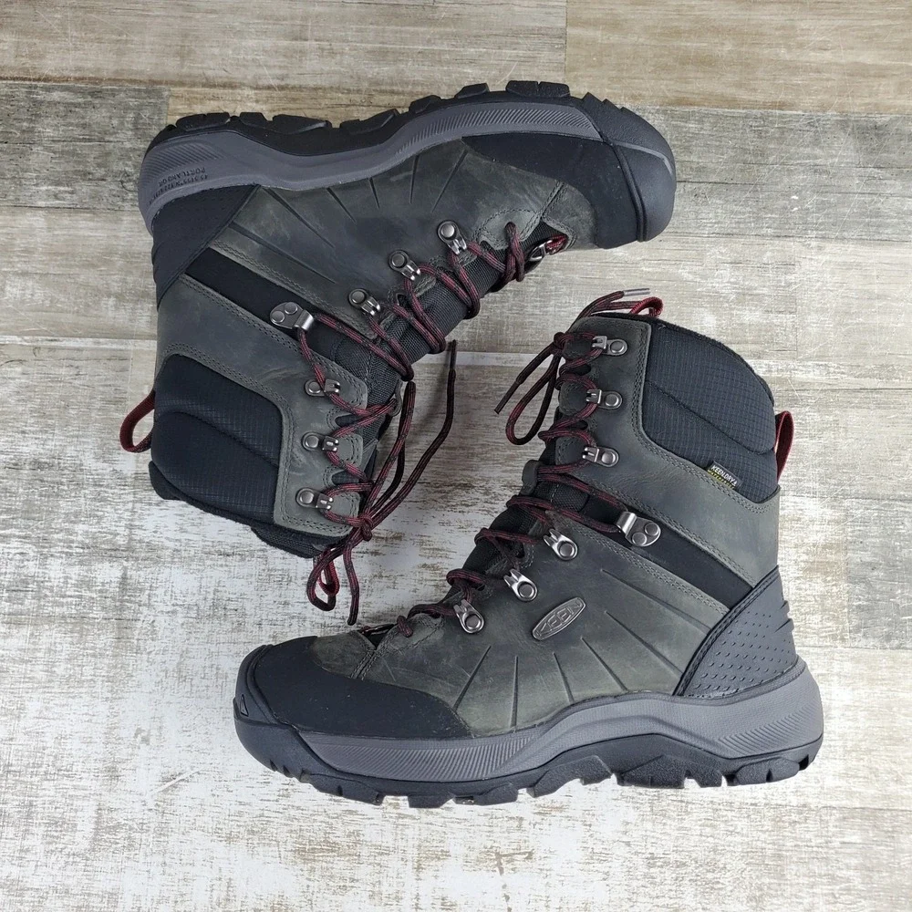 KEEN Revel IV High Polar Mens Hiking Boots Sz 9 Magnet Red Carpet Leather